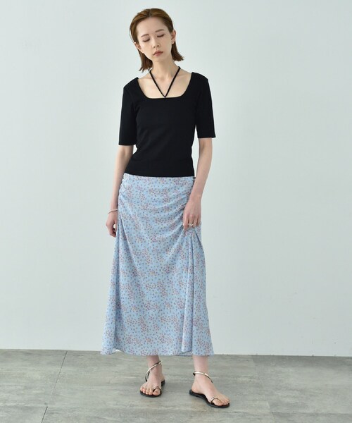 CODE A（コードエー）の「flower print skirt（スカート・レディース・ブラック系/ブルー系5・34/36/38）」の11枚目の写真