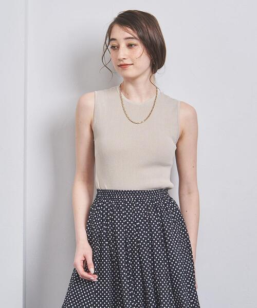 UNITED ARROWS 新品 シルクコットン ノースリーブリブニット 定価14300円 ニット ベージュ ユナイテッドアローズ 4-0818S 244574 UNITED ARROWS - UNITED ARROWS 新品 シルクコットン
