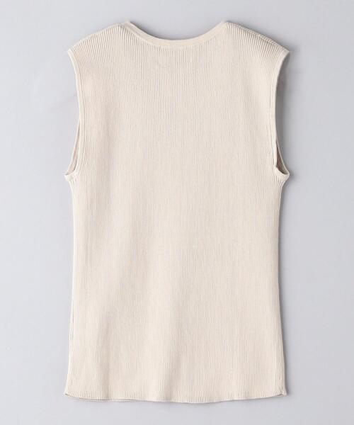 UNITED ARROWS 新品 シルクコットン ノースリーブリブニット 定価14300円 ニット ベージュ ユナイテッドアローズ 4-0818S 244574 UNITED ARROWS 新品 シルクコットン ノースリーブリブニット