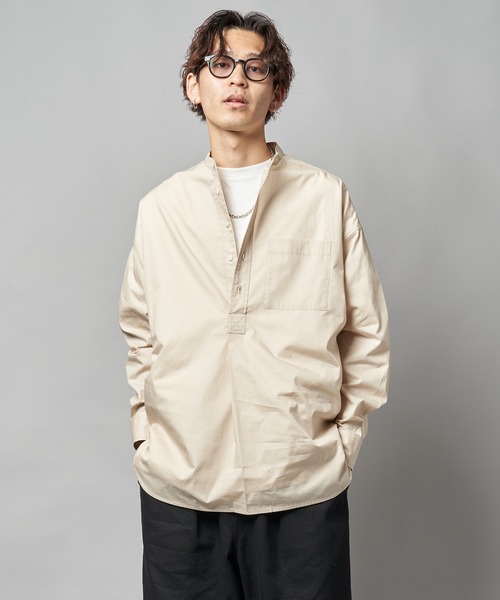 【PUBLUX/パブリュクス】バンドカラープルオーバーシャツ/オーバーサイズ（シャツ/ブラウス）｜PUBLUX（パブリュクス） wif.tv