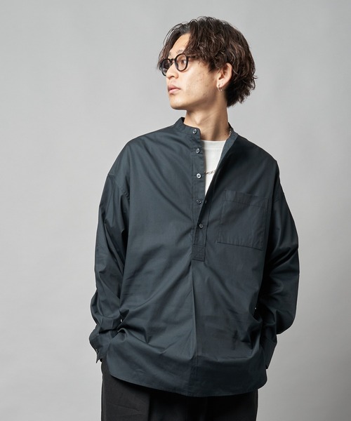 the reracs バンドカラープルオーバーシャツ THE RERACS(ザ・リラクス)｜ショートスリーブバンドカラー US