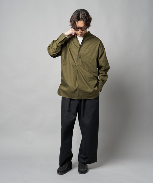 【PUBLUX/パブリュクス】バンドカラープルオーバーシャツ/オーバーサイズ（シャツ/ブラウス）｜PUBLUX（パブリュクス） wif.tv