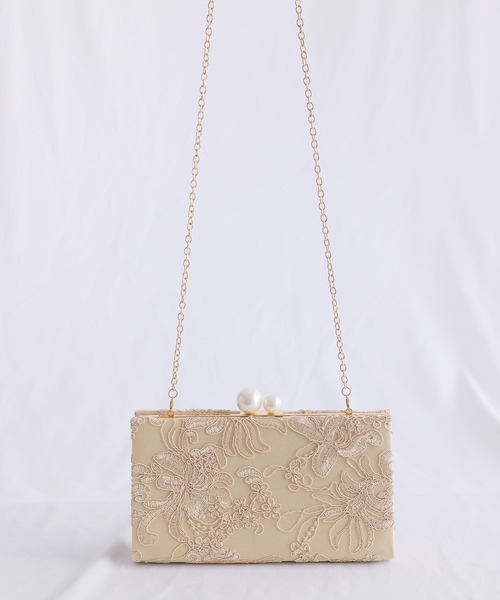 ElegChic(エレグシック)の「フラワー 刺繍 コード レース クラッチバッグ 結婚式 同窓会 オケージョン お呼ばれ パーティーバッグ(クラッチバッグ・レディース・ベージュ/ブラック・FREE)」の9枚目の写真