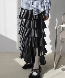 SANSeLF | leather ruffle skirt【SANSeLF】sew23a010(スカート)