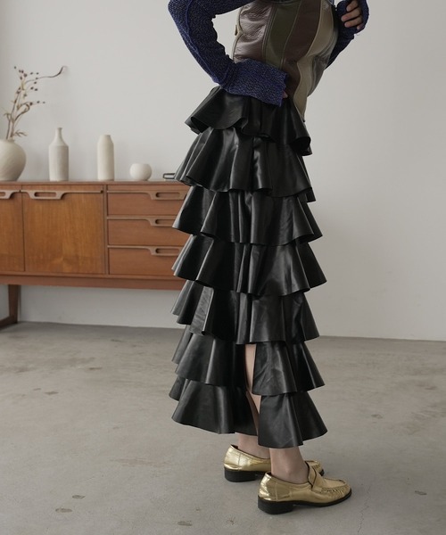 SANSeLF（サンセルフ）の「leather ruffle skirt【SANSeLF】sew23a010（スカート・レディース・ブラック・FREE）」の10枚目の写真