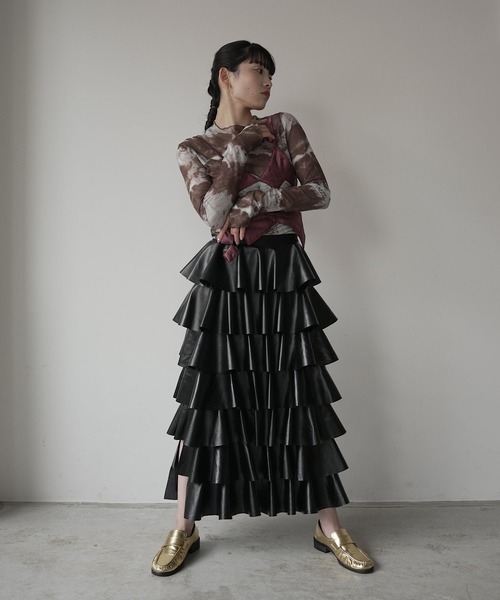 SANSeLF（サンセルフ）の「leather ruffle skirt【SANSeLF】sew23a010（スカート・レディース・ブラック・FREE）」の3枚目の写真