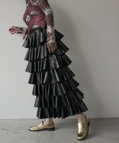 SANSeLF（サンセルフ）の「leather ruffle skirt【SANSeLF】sew23a010（スカート・レディース・ブラック・FREE）」の16枚目の写真