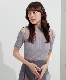 スリットショルダー2WAYシアーリブニット