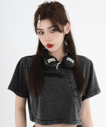 A'GEM/9 × .kom『INSstudios/インスステュディオス』レイヤードクロップ 半袖カットソー