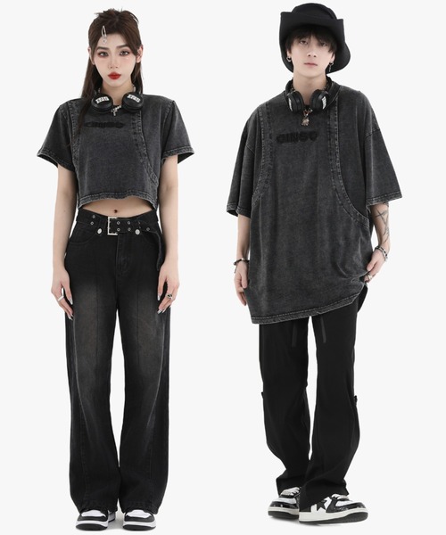 A'GEM9(エージェムナイン)の「A'GEM/9 × .kom『INSstudios/インスステュディオス』レイヤードクロップ 半袖カットソー(Tシャツ/カットソー・レディース・ライトグリーン/チャコールグレー・M/L)」の19枚目の写真