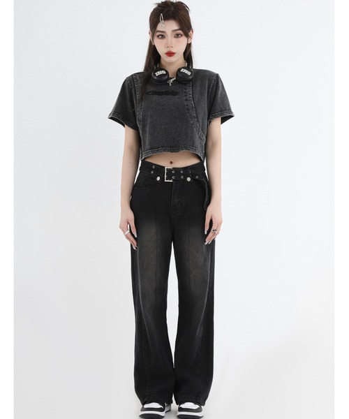 A'GEM9(エージェムナイン)の「A'GEM/9 × .kom『INSstudios/インスステュディオス』レイヤードクロップ 半袖カットソー(Tシャツ/カットソー・レディース・ライトグリーン/チャコールグレー・M/L)」の8枚目の写真