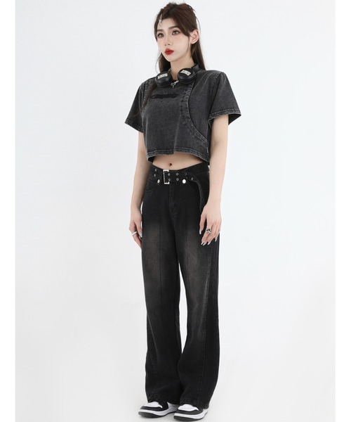 A'GEM9(エージェムナイン)の「A'GEM/9 × .kom『INSstudios/インスステュディオス』レイヤードクロップ 半袖カットソー(Tシャツ/カットソー・レディース・ライトグリーン/チャコールグレー・M/L)」の9枚目の写真