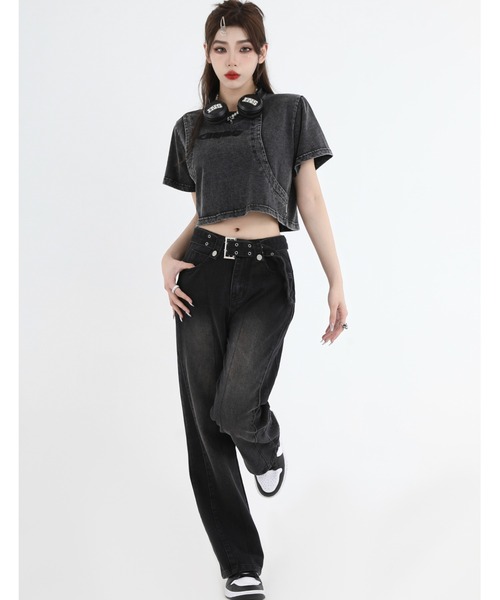 A'GEM9(エージェムナイン)の「A'GEM/9 × .kom『INSstudios/インスステュディオス』レイヤードクロップ 半袖カットソー(Tシャツ/カットソー・レディース・ライトグリーン/チャコールグレー・M/L)」の10枚目の写真
