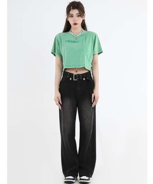 A'GEM9(エージェムナイン)の「A'GEM/9 × .kom『INSstudios/インスステュディオス』レイヤードクロップ 半袖カットソー(Tシャツ/カットソー・レディース・ライトグリーン/チャコールグレー・M/L)」の17枚目の写真