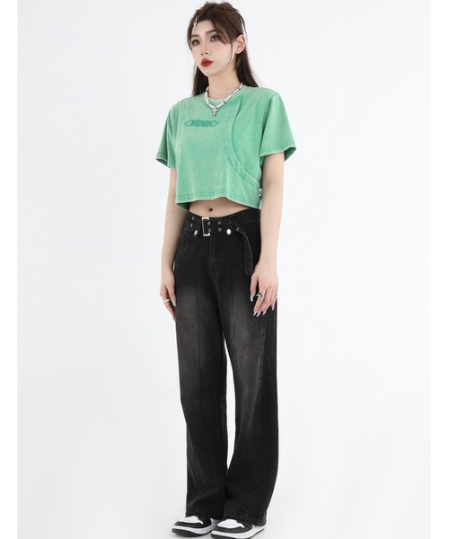 A'GEM9(エージェムナイン)の「A'GEM/9 × .kom『INSstudios/インスステュディオス』レイヤードクロップ 半袖カットソー(Tシャツ/カットソー・レディース・ライトグリーン/チャコールグレー・M/L)」の18枚目の写真