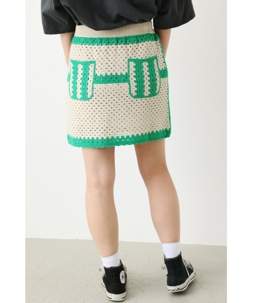 RODEO CROWNS WIDE BOWL（ロデオクラウンズワイドボウル）の「クロシェミニスカート（スカート・レディース・ライトパープル/レッド/アイボリー・FREE）」の8枚目の写真