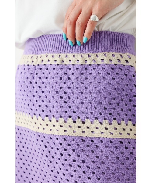 RODEO CROWNS WIDE BOWL（ロデオクラウンズワイドボウル）の「クロシェミニスカート（スカート・レディース・ライトパープル/レッド/アイボリー・FREE）」の15枚目の写真