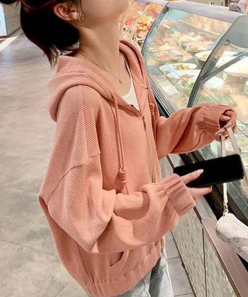 Amulet（アミュレット）の「ジップアップパーカー（パーカー・レディース・グレー/サーモンピンク・L/M/XL）」の12枚目の写真