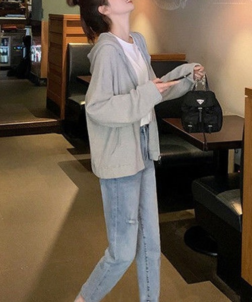 Amulet（アミュレット）の「ジップアップパーカー（パーカー・レディース・グレー/サーモンピンク・L/M/XL）」の10枚目の写真