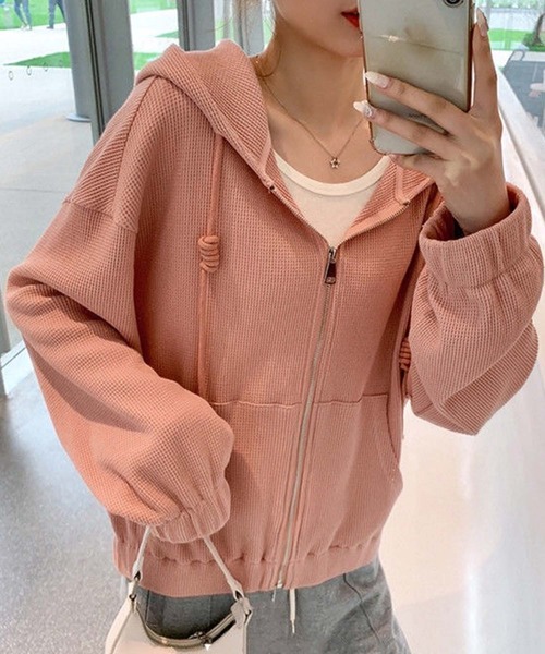 Amulet（アミュレット）の「ジップアップパーカー（パーカー・レディース・グレー/サーモンピンク・L/M/XL）」の9枚目の写真