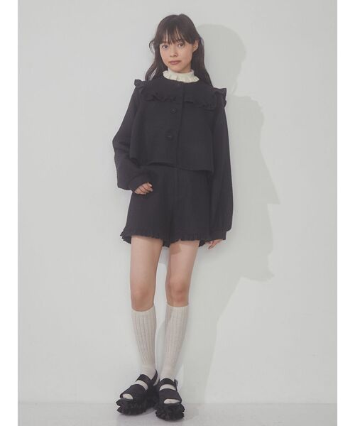 merry jenny(メリージェニー)の「ツイードフリルショートパンツ【セットアップ対応可能】(チノパンツ・レディース・オフホワイト/ブラック・FREE)」の4枚目の写真