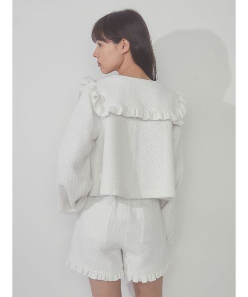 merry jenny(メリージェニー)の「ツイードフリルショートパンツ【セットアップ対応可能】(チノパンツ・レディース・オフホワイト/ブラック・FREE)」の12枚目の写真