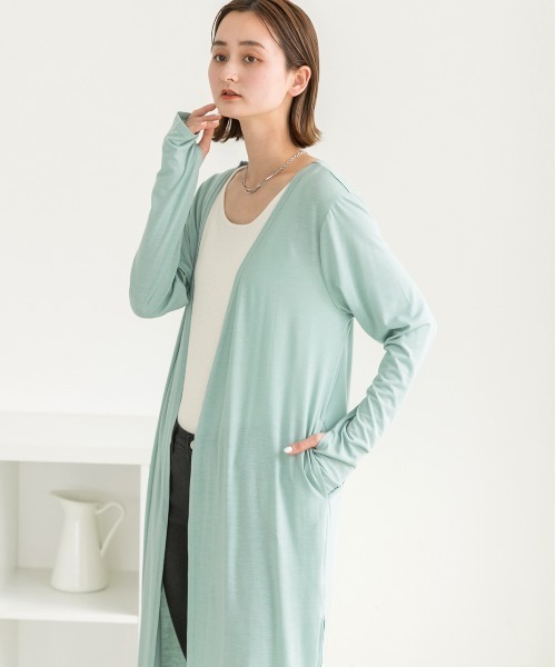 ad thie(アドティエ)の「接触冷感UVカット サムホール ロングカーディガン(カーディガン/ボレロ・レディース・オフホワイト/ブラック/オレンジ系その他4/ミント/ダークブラウン・FREE/LL)」の17枚目の写真
