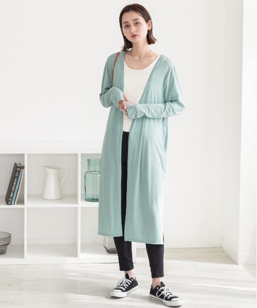 ad thie(アドティエ)の「接触冷感UVカット サムホール ロングカーディガン(カーディガン/ボレロ・レディース・オフホワイト/ブラック/オレンジ系その他4/ミント/ダークブラウン・FREE/LL)」の18枚目の写真