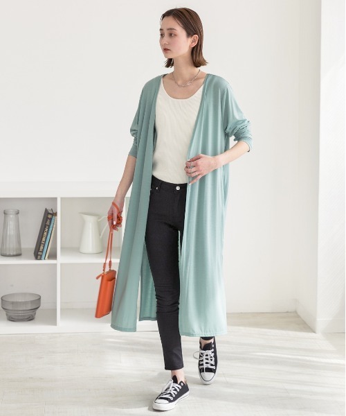 ad thie(アドティエ)の「接触冷感UVカット サムホール ロングカーディガン(カーディガン/ボレロ・レディース・オフホワイト/ブラック/オレンジ系その他4/ミント/ダークブラウン・FREE/LL)」の20枚目の写真