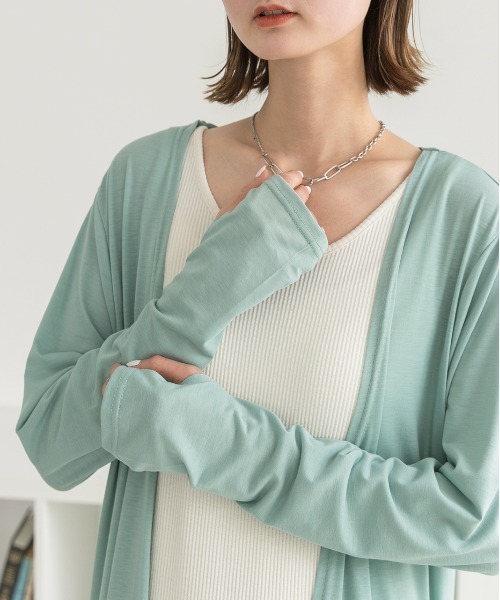 ad thie(アドティエ)の「接触冷感UVカット サムホール ロングカーディガン(カーディガン/ボレロ・レディース・オフホワイト/ブラック/オレンジ系その他4/ミント/ダークブラウン・FREE/LL)」の22枚目の写真