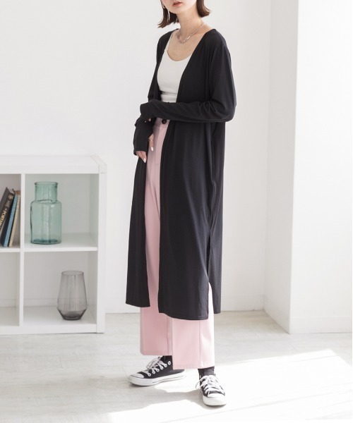 ad thie(アドティエ)の「接触冷感UVカット サムホール ロングカーディガン(カーディガン/ボレロ・レディース・オフホワイト/ブラック/オレンジ系その他4/ミント/ダークブラウン・FREE/LL)」の12枚目の写真