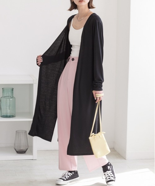 ad thie(アドティエ)の「接触冷感UVカット サムホール ロングカーディガン(カーディガン/ボレロ・レディース・オフホワイト/ブラック/オレンジ系その他4/ミント/ダークブラウン・FREE/LL)」の13枚目の写真