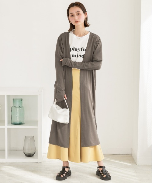 ad thie(アドティエ)の「接触冷感UVカット サムホール ロングカーディガン(カーディガン/ボレロ・レディース・オフホワイト/ブラック/オレンジ系その他4/ミント/ダークブラウン・FREE/LL)」の15枚目の写真