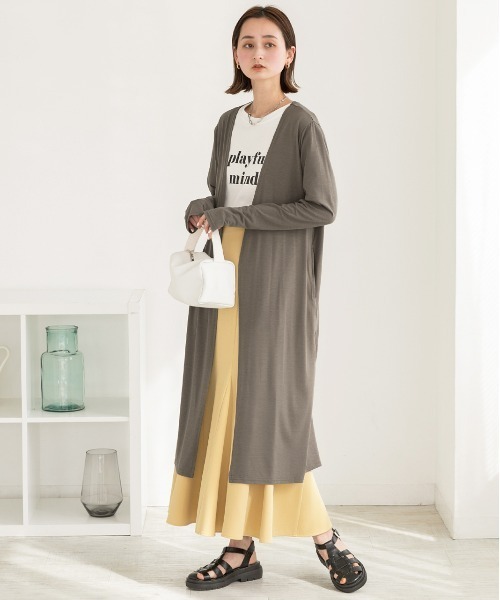 ad thie(アドティエ)の「接触冷感UVカット サムホール ロングカーディガン(カーディガン/ボレロ・レディース・オフホワイト/ブラック/オレンジ系その他4/ミント/ダークブラウン・FREE/LL)」の16枚目の写真