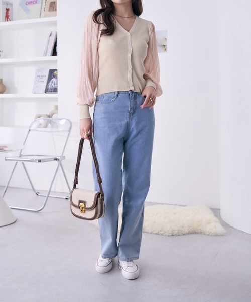 Ada.（エイダ）の「異素材スリーブVネックニットトップス（ニット/セーター・レディース・ベージュ/ホワイト/ブラック・FREE）」の7枚目の写真