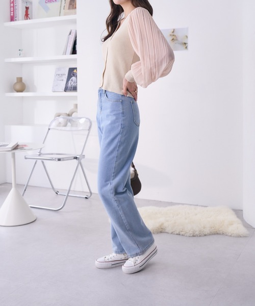 Ada.（エイダ）の「異素材スリーブVネックニットトップス（ニット/セーター・レディース・ベージュ/ホワイト/ブラック・FREE）」の9枚目の写真