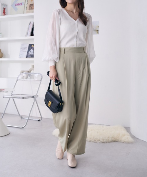 Ada.（エイダ）の「異素材スリーブVネックニットトップス（ニット/セーター・レディース・ベージュ/ホワイト/ブラック・FREE）」の18枚目の写真