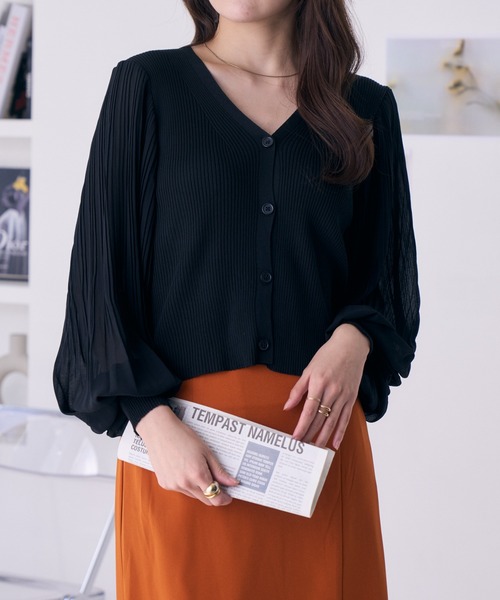 Ada.（エイダ）の「異素材スリーブVネックニットトップス（ニット/セーター・レディース・ベージュ/ホワイト/ブラック・FREE）」の22枚目の写真