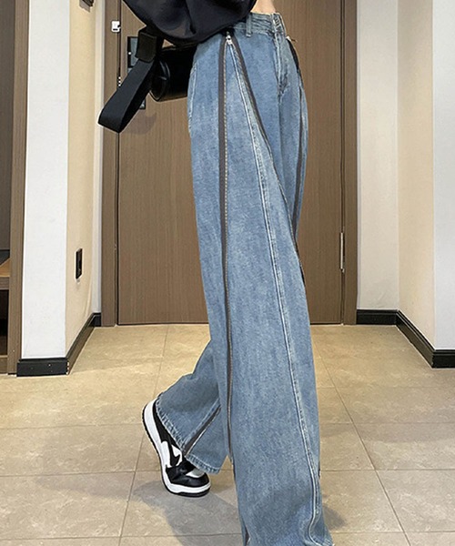 GLAMOROUS JANE(グラマラスジェーン)の「ZIPデザインデニムワイドパンツ(デニムパンツ・レディース・ブルー・M/L)」の9枚目の写真