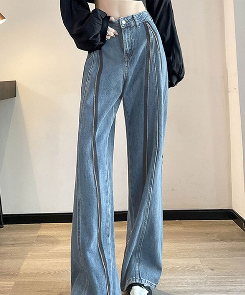 GLAMOROUS JANE(グラマラスジェーン)の「ZIPデザインデニムワイドパンツ(デニムパンツ・レディース・ブルー・M/L)」の7枚目の写真