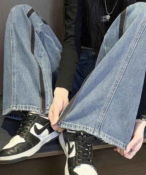 GLAMOROUS JANE(グラマラスジェーン)の「ZIPデザインデニムワイドパンツ(デニムパンツ・レディース・ブルー・M/L)」の8枚目の写真
