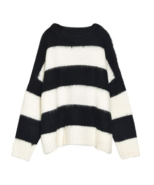 Re:EDIT（リエディ）の「起毛シャギーボーダーニットトップス（ニット/セーター・レディース・キャメル/レッド/ネイビー/ホワイト・MEDIUM/LARGE）」の13枚目の写真