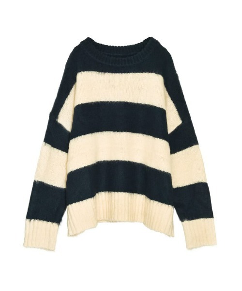 Re:EDIT（リエディ）の「起毛シャギーボーダーニットトップス（ニット/セーター・レディース・キャメル/レッド/ネイビー/ホワイト・MEDIUM/LARGE）」の14枚目の写真