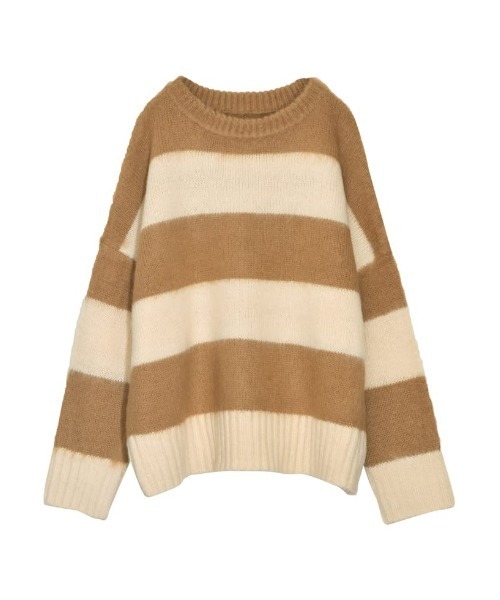 Re:EDIT（リエディ）の「起毛シャギーボーダーニットトップス（ニット/セーター・レディース・キャメル/レッド/ネイビー/ホワイト・MEDIUM/LARGE）」の15枚目の写真