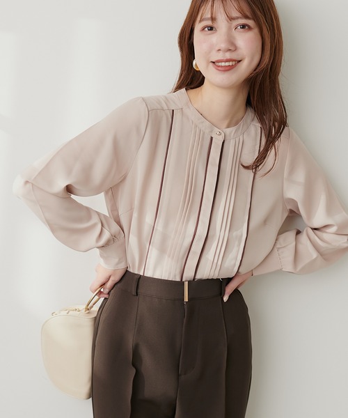 【完売品】3点セット　ナチュラルクチュール　バイカラー　ブラウス WEB限定 / ピンタック×パイピングブラウス（シャツ/ブラウス