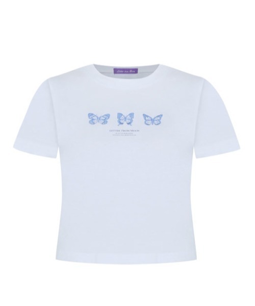 LETTER FROM MOON(レターフロムムーン)の「A'GEM/9 × .kom『LETTER FROM MOON/レターフロム ムーン』Triple Butterfly Crop Short Sleeve T-shirts/トリプル蝶クロップ 半袖カットソー(Tシャツ/カットソー・メンズ・ホワイト/ブラック・FREE)」の19枚目の写真