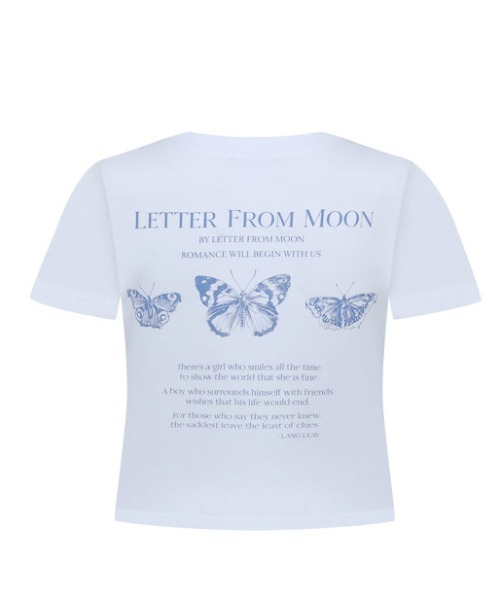【韓国LETTER FROM MOON】Butterfly Ribbon Crop T-Shirt 韓国LETTER FROM MOON】Butterfly Ribbon Crop T-Shirt (LETTER