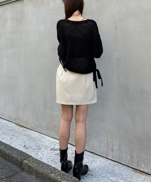 INGNI（イング）の「フロントジップフェイクレザー／スカート