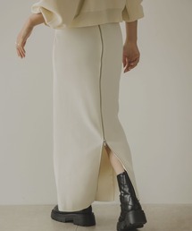 スポンジニットジップナロースカート