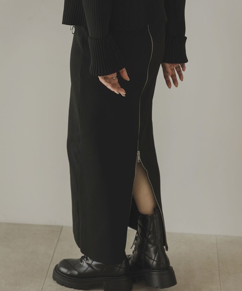 rectangle（レクタングル）の「スポンジニットジップナロースカート（スカート・レディース・アイボリー/ブラック・FREE）」の14枚目の写真